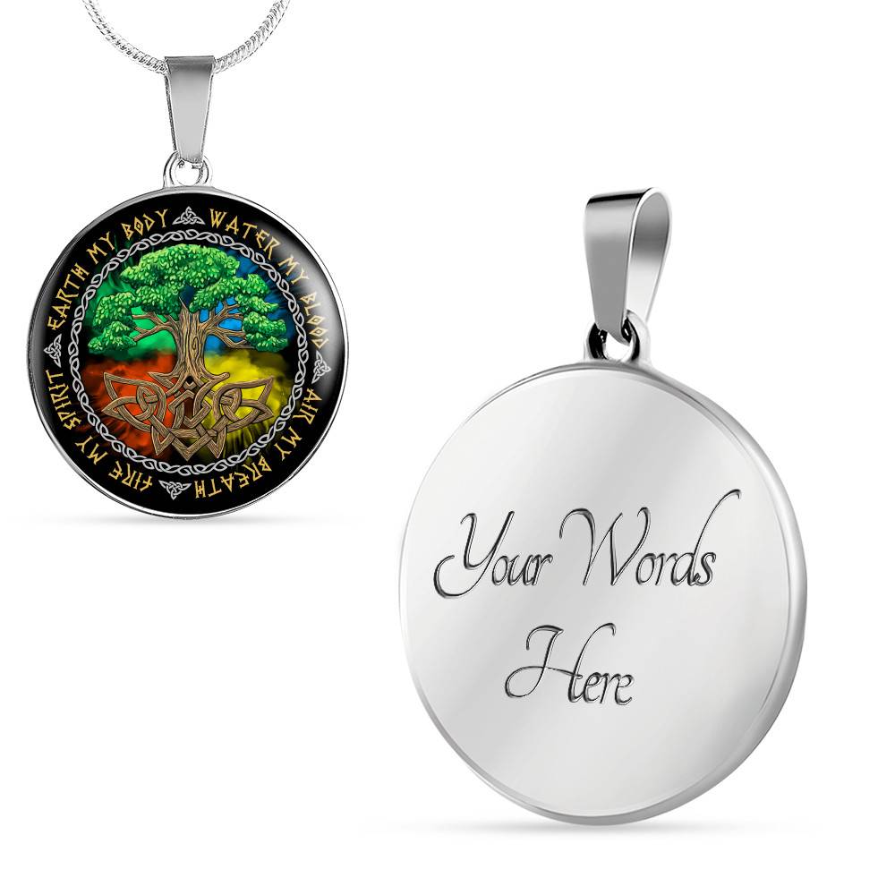 Earth My Body Water My Blood Air My Breath Fire My Spirit Circle Pendant Necklace - Circle Luxury Necklace (Silver) Earth My Body Water My Blood Air My Breath Fire My Spirit Circle Pendant Necklace - Circle Luxury Necklace (Silver)