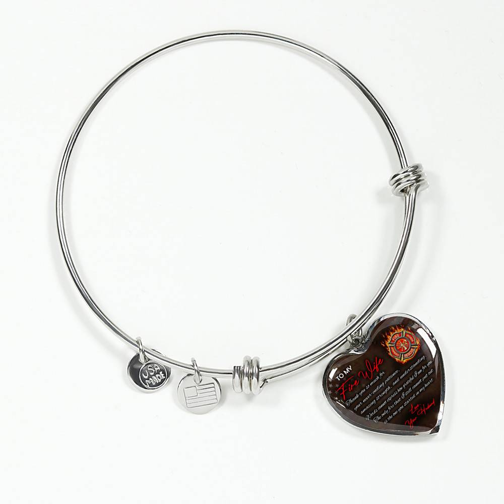 To My Fire Wife Thank You So Much For Your Never-Ending Patience Love Your Husband Heart Pendant Necklace To My Fire Wife Thank You So Much For Your Never-Ending Patience Love Your Husband Heart Pendant Necklace