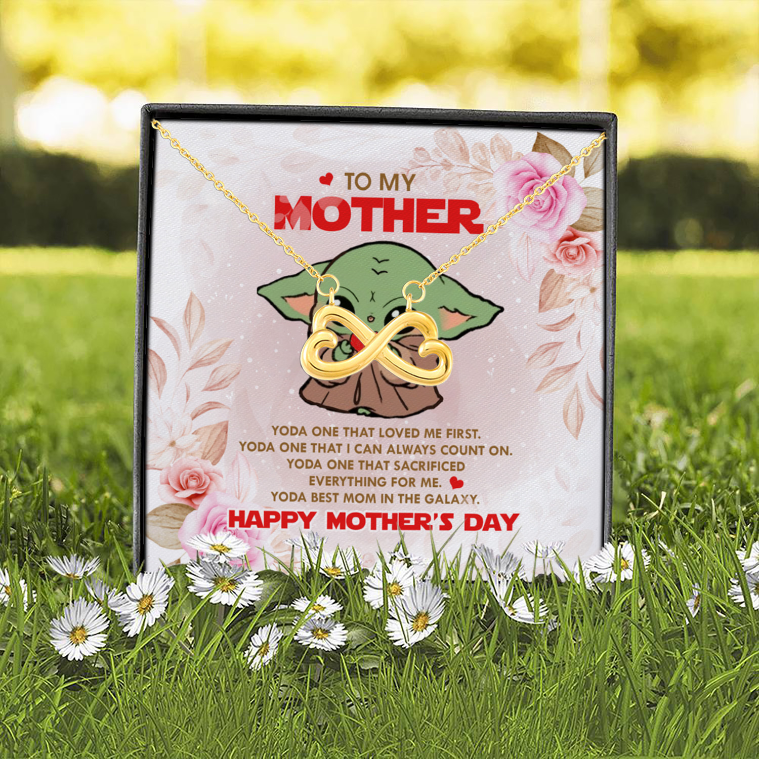 8BN. Yoda Mother (4) Infinity Heart Necklace (Gold) 2