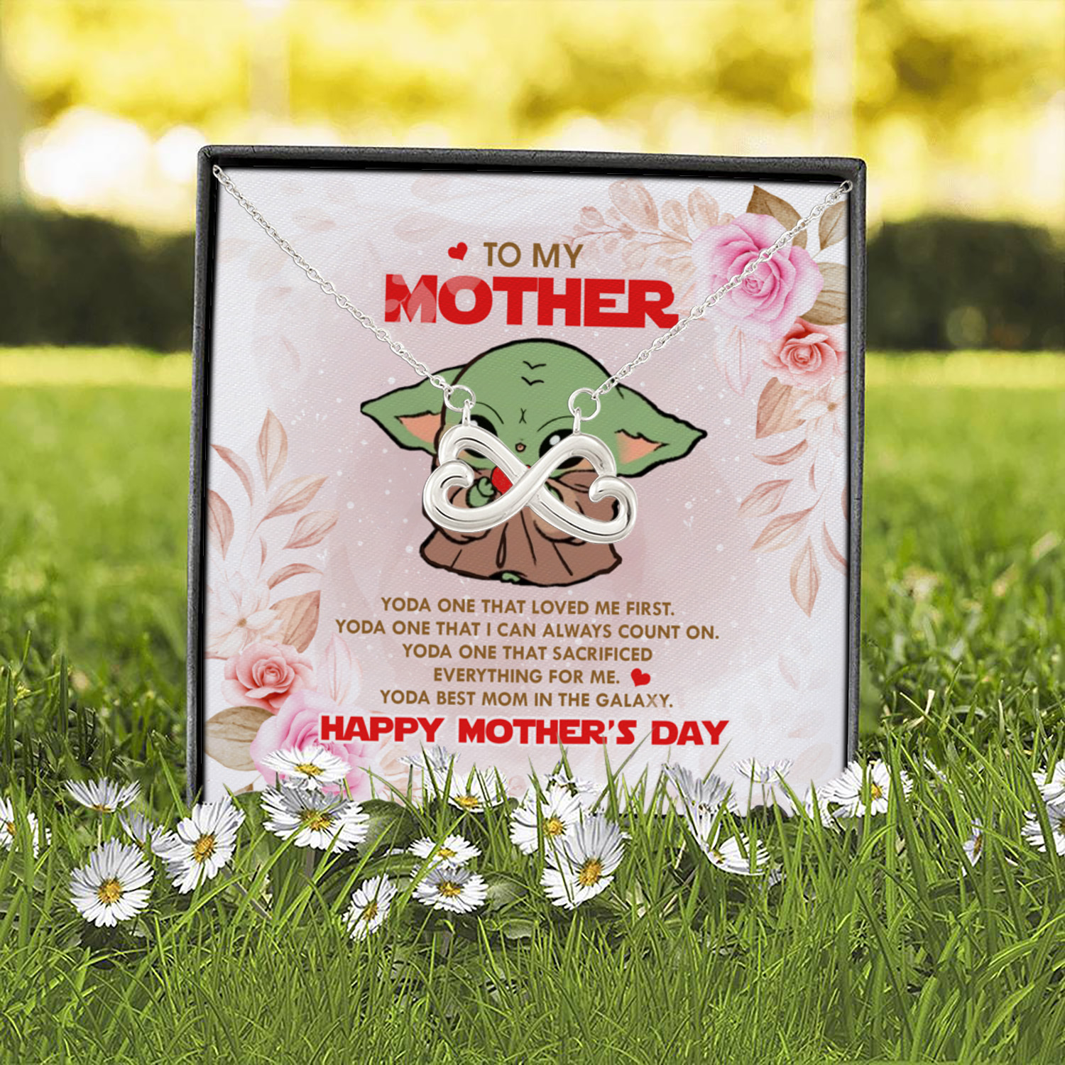 8BN. Yoda Mother (4) Infinity Heart Necklace (Silver) 2