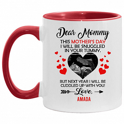 Personalized Photo Accent Mug, White/Red, 11 oz. Accent Mug