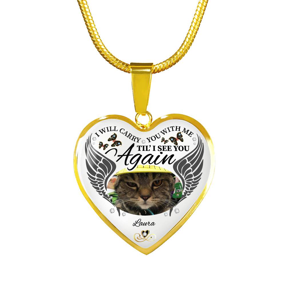 Personalized Photo I Will Carry You With Me Til' I See You Again Pet Memorial Luxury Heart Pendant Necklace - Heart Bangle Personalized Photo I Will Carry You With Me Til' I See You Again Pet Memorial Luxury Heart Pendant Necklace - Heart Bangle