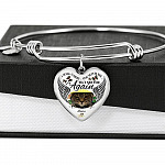 Personalized Photo I Will Carry You With Me Til' I See You Again Pet Memorial Luxury Heart Pendant Necklace - Heart Bangle