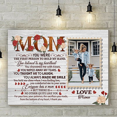 Alternative view of Custom Photo Thank You Mom Wrapped Framed Canvas Prints - Unframed Poster - Home Decor Wall Art