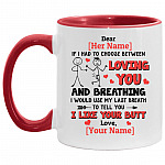 Personalized If Mug, White/Red, 11 oz. Accent Mug