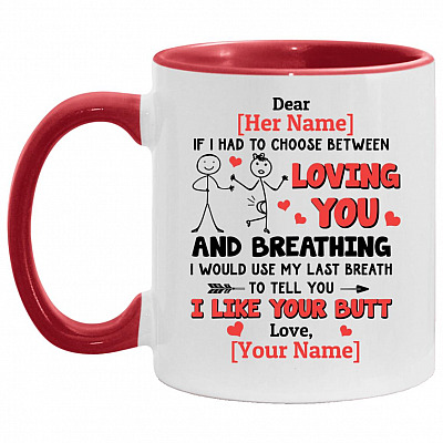 Personalized If Mug, White/Red, 11 oz. Accent Mug