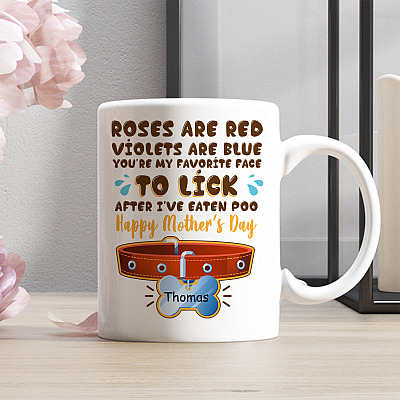 Alternative view of Personalized Roses Are Red Violets Are Blue Happy Mother's Day Dog Mom Mug-Beer Stein-Water Bottle-Color Changing Mug