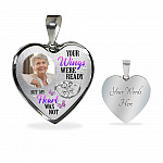 Personalized Photo Your Wings Were Ready But My Heart Was Not Butterfly Memorial Luxury Heart Pendant Necklace - Heart Bangle
