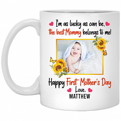 Personalized Custom Photo mother's day mug, White, 11 oz. White Mug