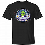 Green Alien, Black, Unisex T-Shirt