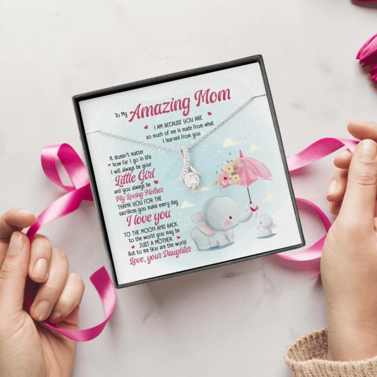 Elephant Daughter To My Amazing Mom I Am Because You Are So Much Of Me Alluring Beauty Pendant Necklace