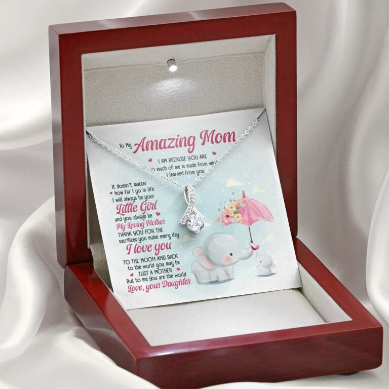 Elephant Daughter To My Amazing Mom I Am Because You Are So Much Of Me Alluring Beauty Pendant Necklace