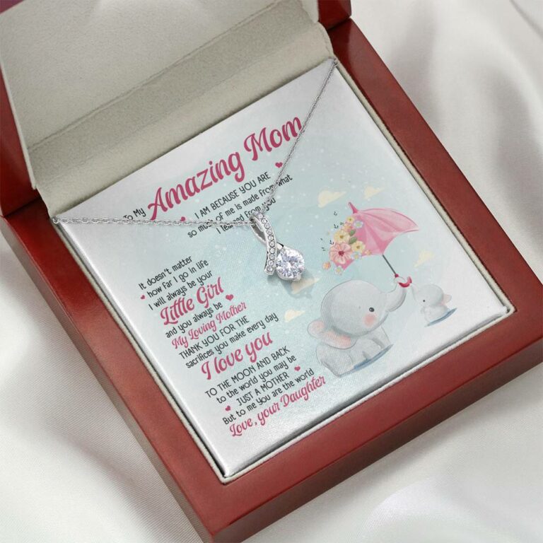 Elephant Daughter To My Amazing Mom I Am Because You Are So Much Of Me Alluring Beauty Pendant Necklace