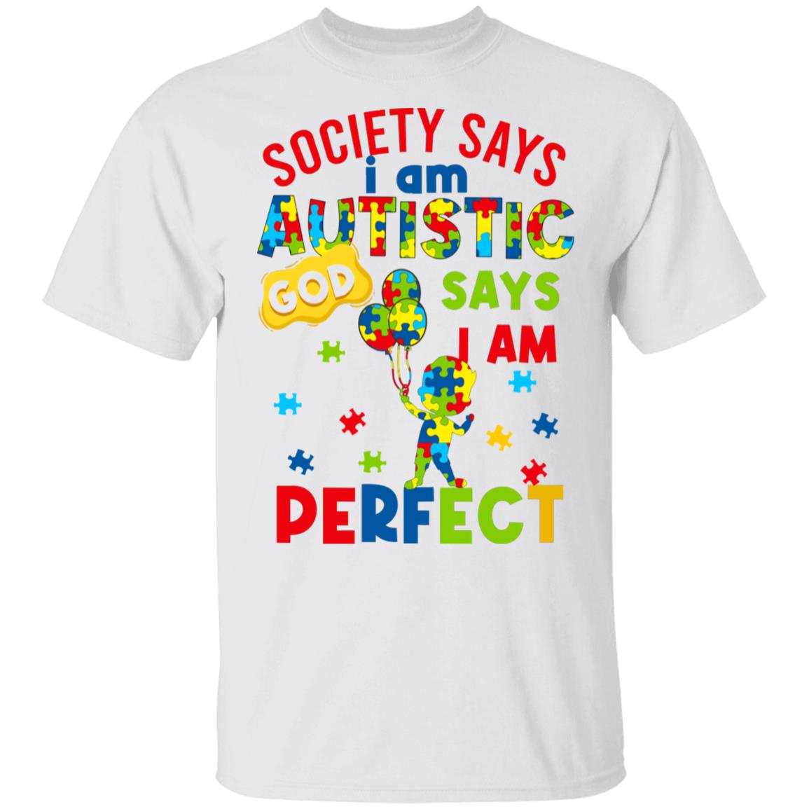 Society Say I'm Autistic, White, Youth T-Shirt