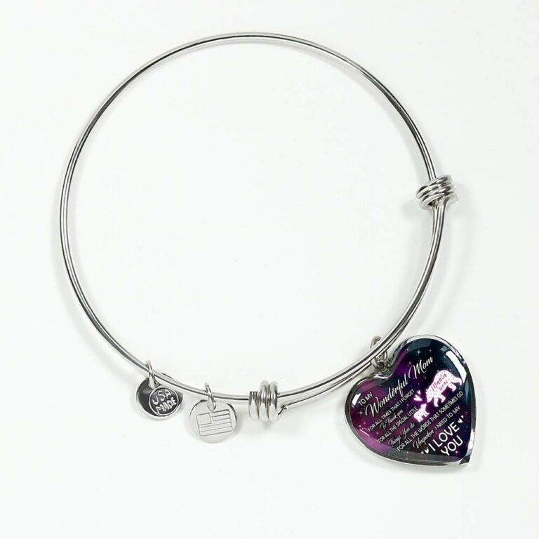 To My Wonderful Mom For All The Times I Forget To Thank You Mama Bear and Baby Heart Pendant Necklace