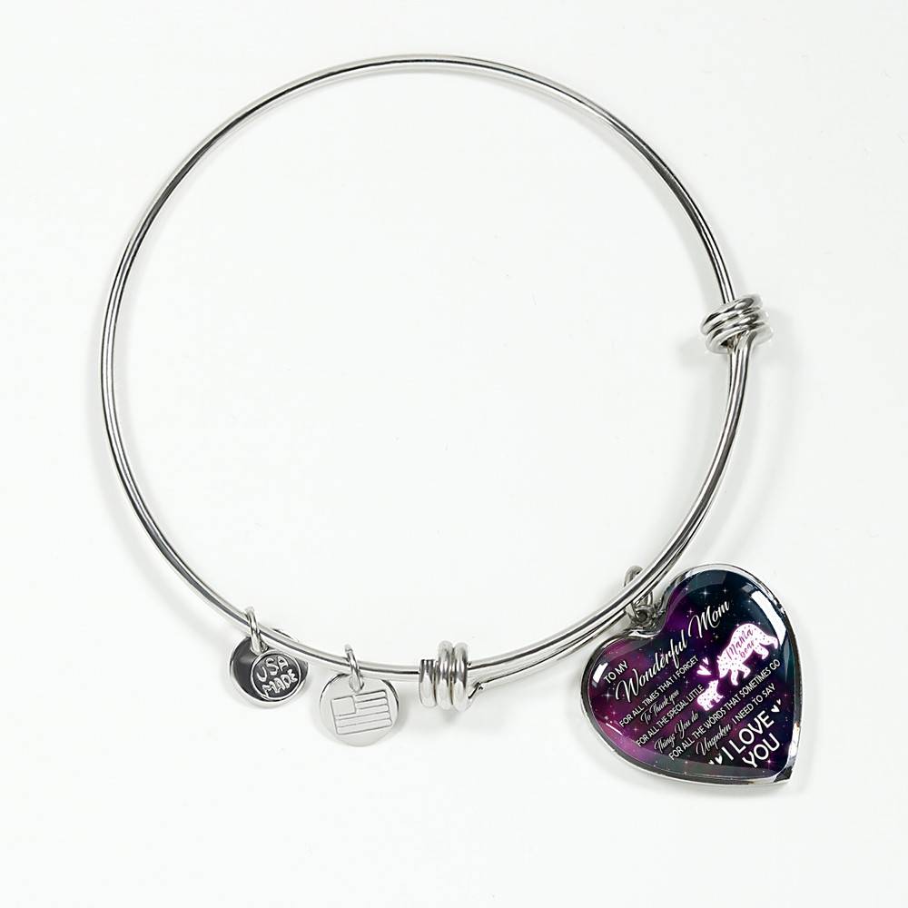 To My Wonderful Mom For All The Times I Forget To Thank You Mama Bear and Baby Heart Pendant Necklace To My Wonderful Mom For All The Times I Forget To Thank You Mama Bear and Baby Heart Pendant Necklace