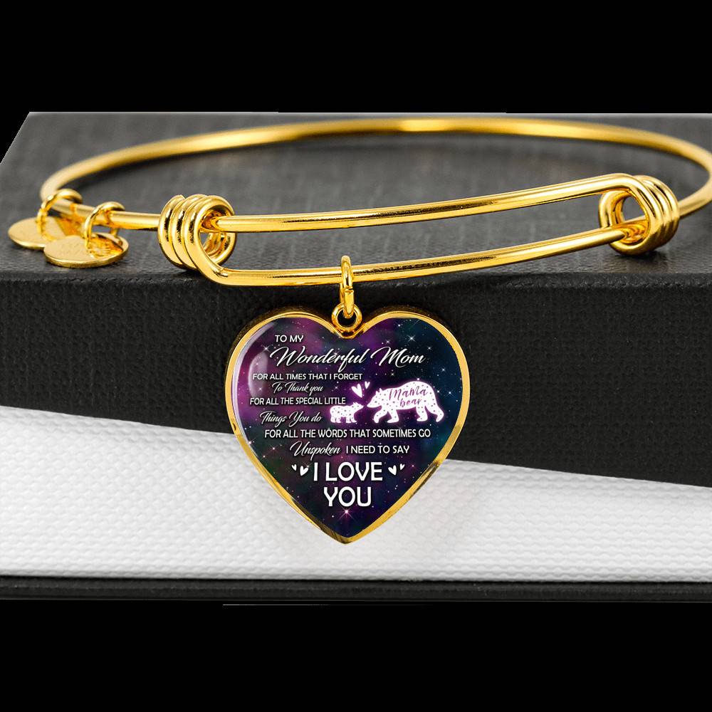 To My Wonderful Mom For All The Times I Forget To Thank You Mama Bear and Baby Heart Pendant Necklace To My Wonderful Mom For All The Times I Forget To Thank You Mama Bear and Baby Heart Pendant Necklace