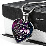 To My Wonderful Mom For All The Times I Forget To Thank You Mama Bear and Baby Heart Pendant Necklace