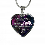 To My Wonderful Mom For All The Times I Forget To Thank You Mama Bear and Baby Heart Pendant Necklace