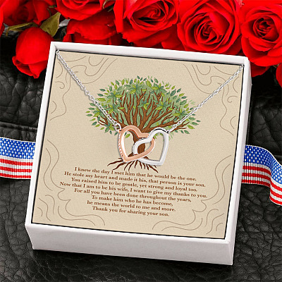 I Knew The Day I Met Him Mother-In-Law Interlocking Hearts Pendant Necklace