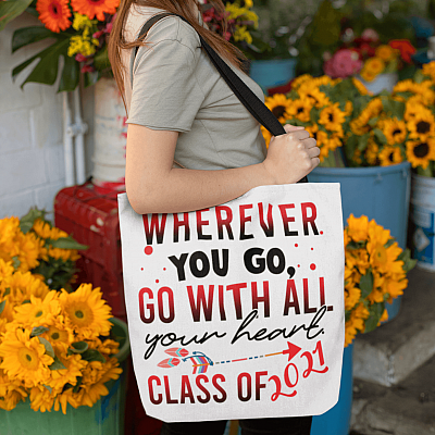 Alternative view of Go With All Your Heart Class Of 2021 All Over Print Tote Bag - Shoulder Bag - Reusable Grocery Shopping Bag