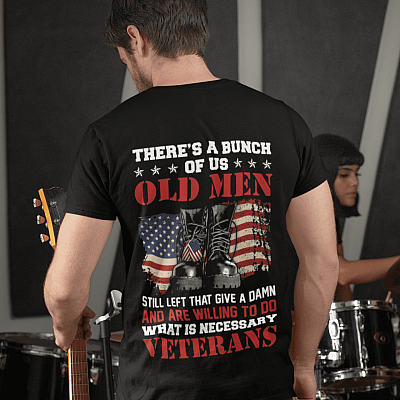 Alternative view of There's a Bunch of Us Old Men Veteran Plain Front - Print On Back T-Shirt - V-Neck Tee
