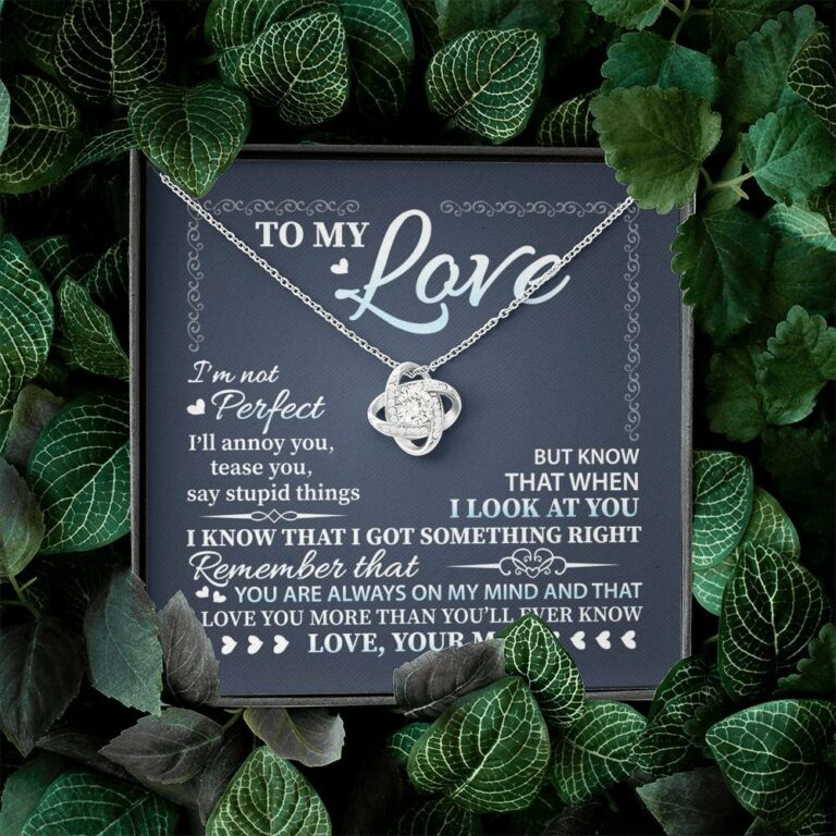 To My Love I'm Not Perfect I'll Annoy You but I Know You Are Right I Love You to Wife to Girlfriend Love Knot Necklace