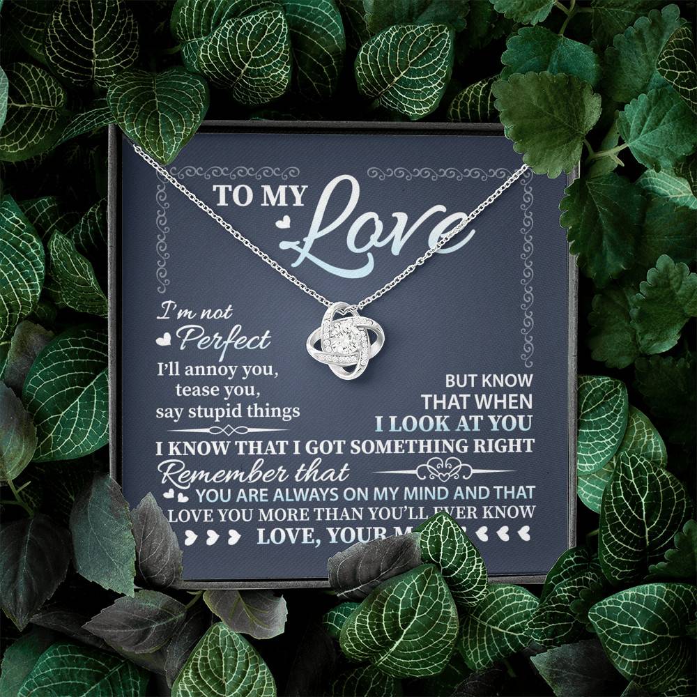 To My Love I'm Not Perfect I'll Annoy You but I Know You Are Right I Love You to Wife to Girlfriend Love Knot Necklace To My Love I'm Not Perfect I'll Annoy You but I Know You Are Right I Love You to Wife to Girlfriend Love Knot Necklace