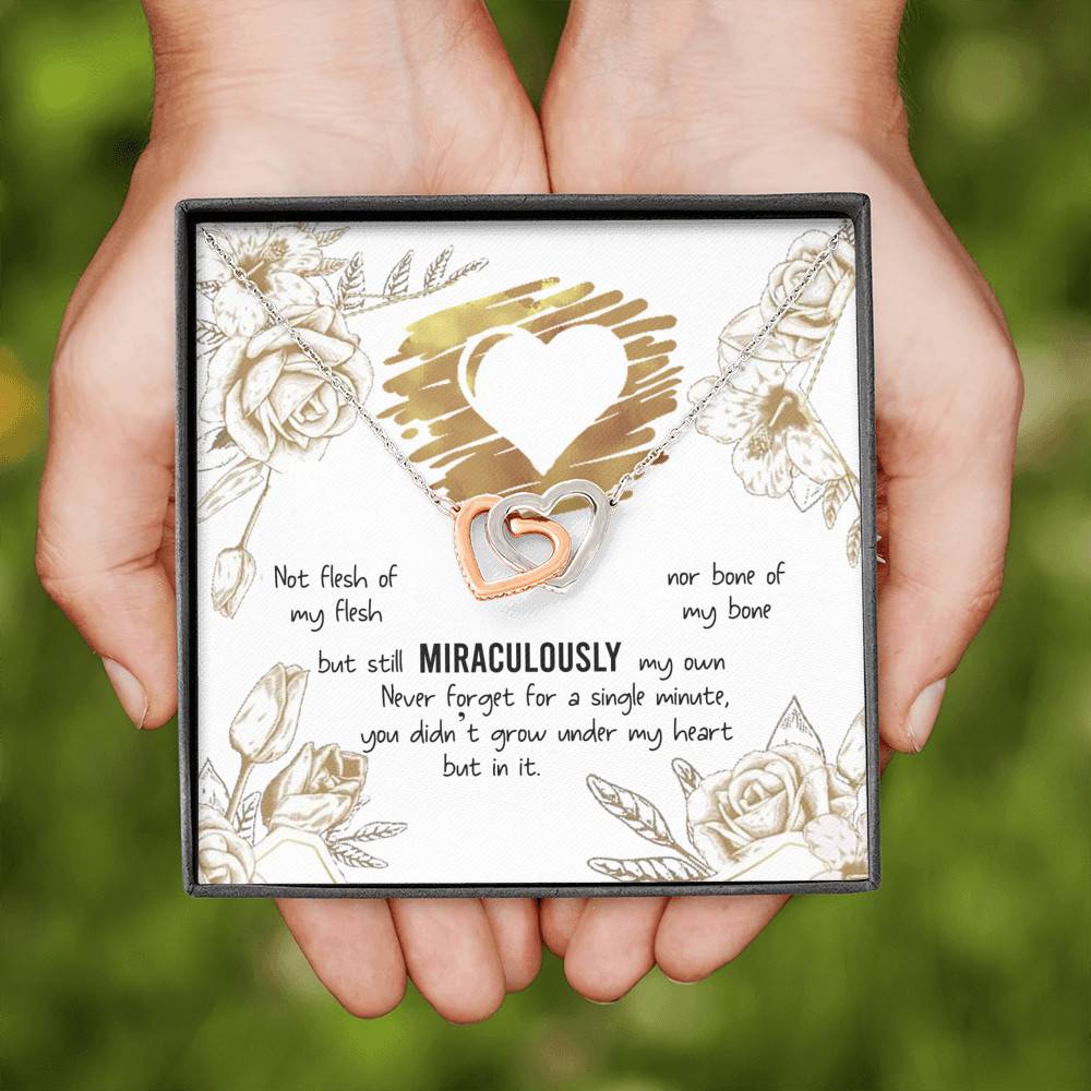 To My Bonus Daughter Not Flesh of My Flesh but Still Miraculously My Own Interlocking Hearts Pendant Necklace To My Bonus Daughter Not Flesh of My Flesh but Still Miraculously My Own Interlocking Hearts Pendant Necklace