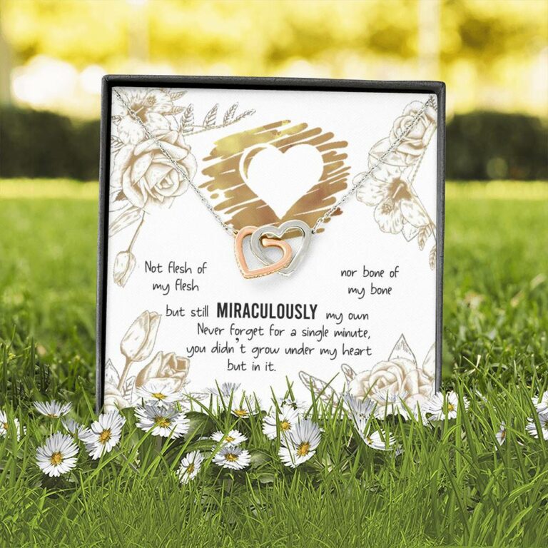 To My Bonus Daughter Not Flesh of My Flesh but Still Miraculously My Own Interlocking Hearts Pendant Necklace