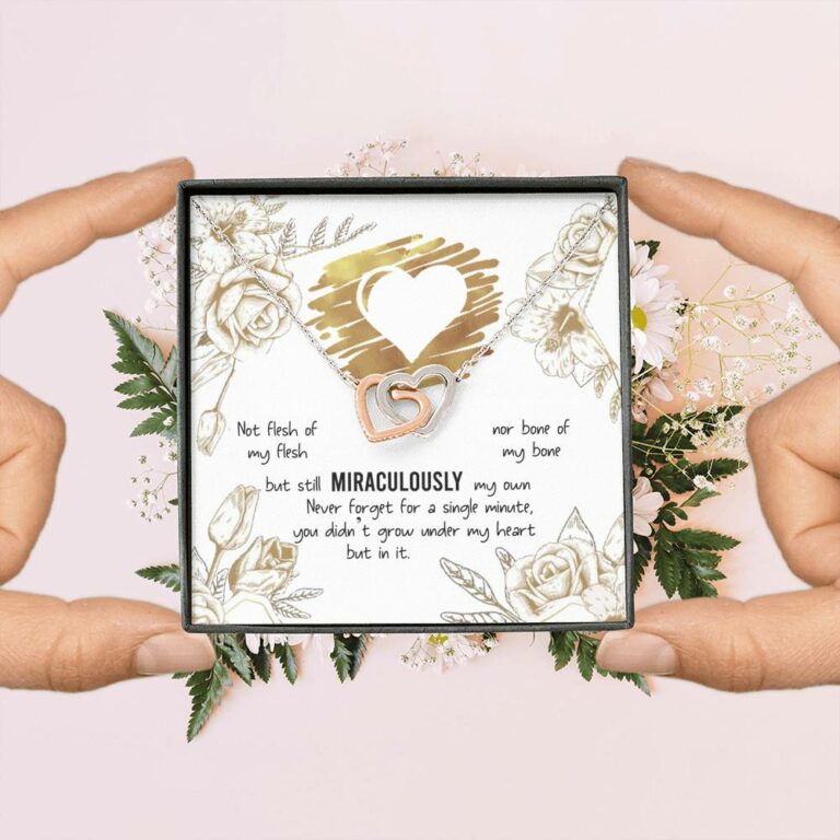 To My Bonus Daughter Not Flesh of My Flesh but Still Miraculously My Own Interlocking Hearts Pendant Necklace