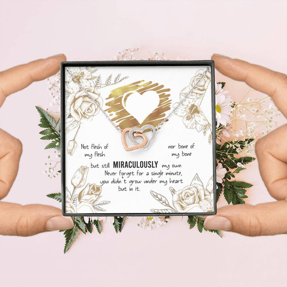 To My Bonus Daughter Not Flesh of My Flesh but Still Miraculously My Own Interlocking Hearts Pendant Necklace To My Bonus Daughter Not Flesh of My Flesh but Still Miraculously My Own Interlocking Hearts Pendant Necklace