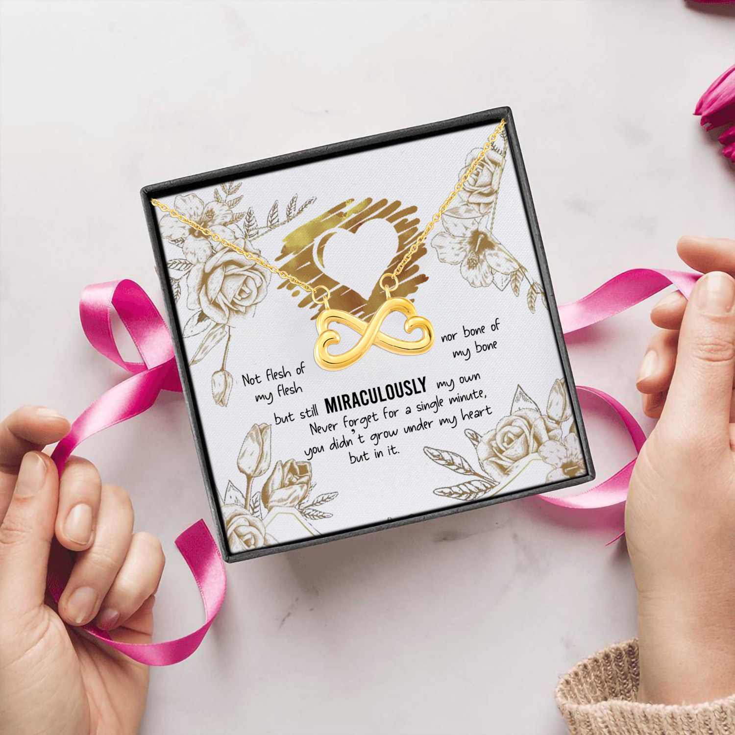 2P. Flesh of my flesh Infinity Heart Necklace (Gold) 5