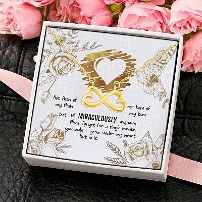 To My Bonus Daughter Not Flesh of My Flesh but Still Miraculously My Own Infinity Heart Pendant Necklace