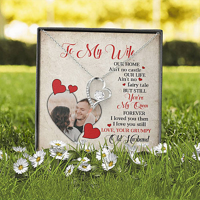 Personalized Photo to My Wife Our Home Ain't No Castle Our Life You're My Queen Forever Love Necklace