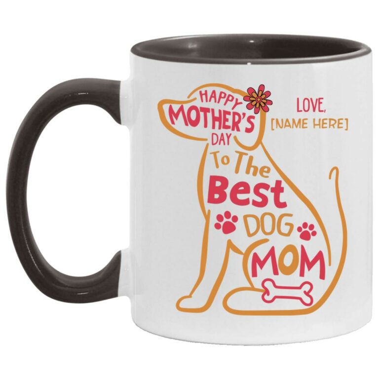 Personalized Happy Mother's Day, White/Black, 11 oz. Accent Mug