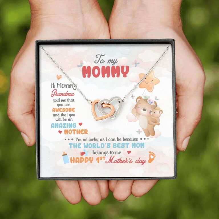 Hi Mommy Grandma Told Me That You Are Awesome You Will Be Amazing Mother Interlocking Hearts Pendant Necklace