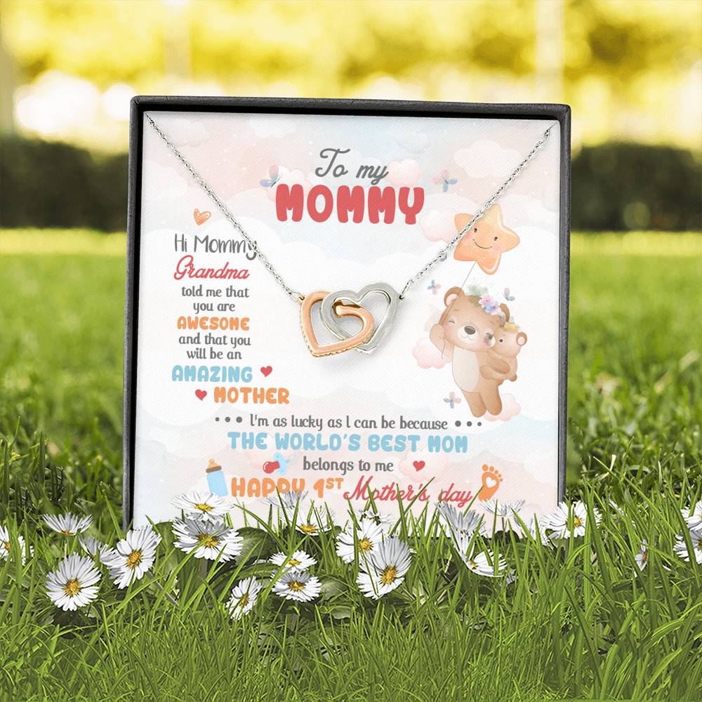 Hi Mommy Grandma Told Me That You Are Awesome You Will Be Amazing Mother Interlocking Hearts Pendant Necklace Hi Mommy Grandma Told Me That You Are Awesome You Will Be Amazing Mother Interlocking Hearts Pendant Necklace