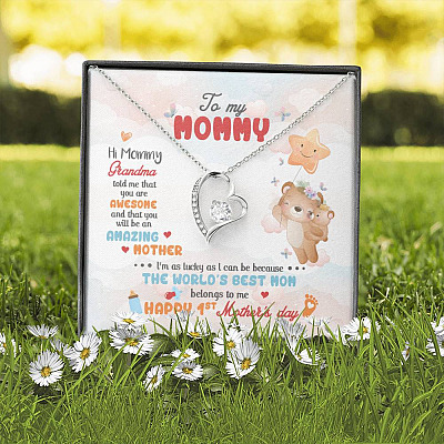 Hi Mommy Grandma Told Me That You Are Awesome You Will Be Amazing Mother Forever Love Pendant Necklace