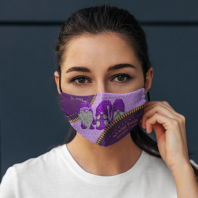 Alternative view of In May We Wear Purple Gnomes Fibromyalgia Awareness Washable Reusable Custom Printed Cloth Face Mask Cover