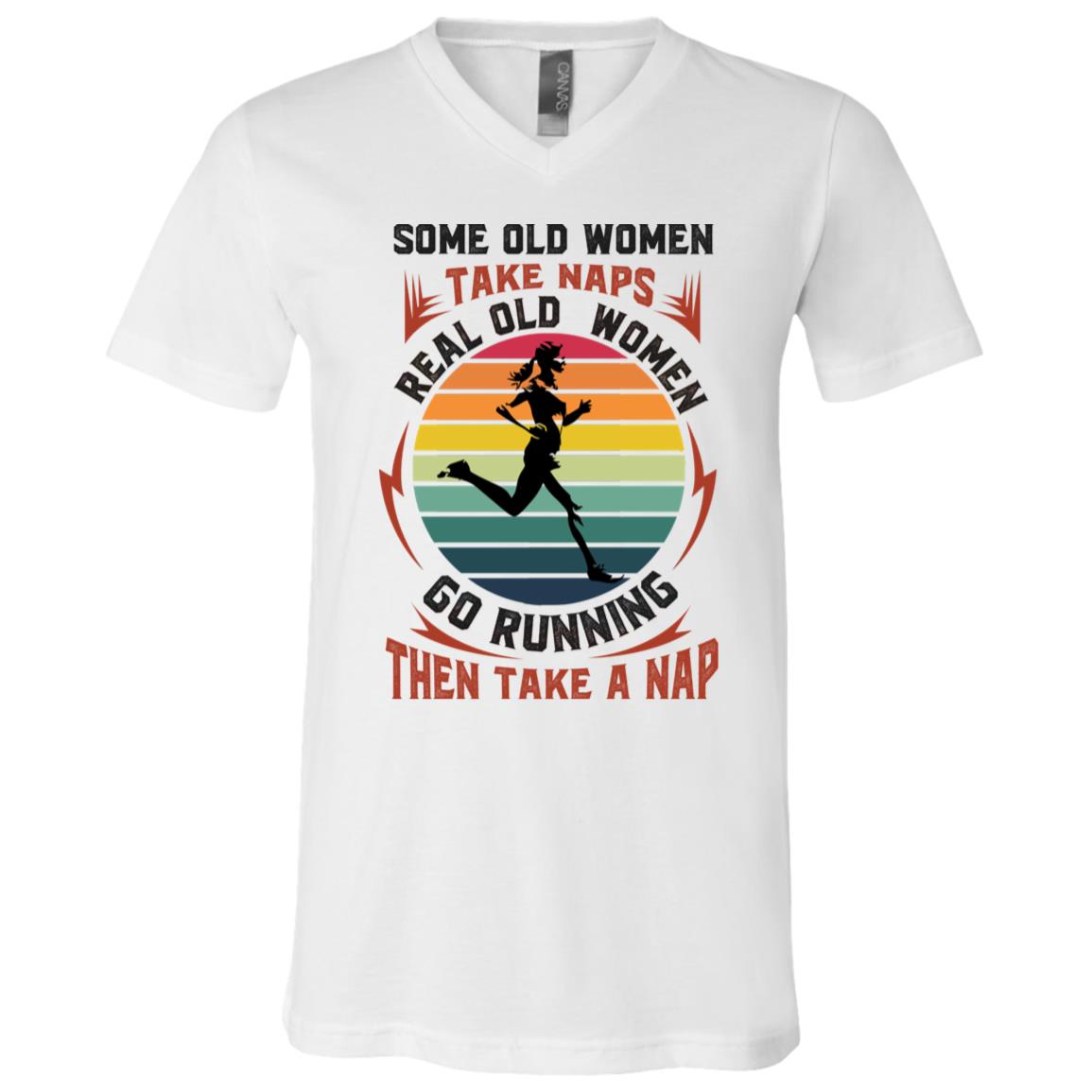 Old women tshirt, White, V-Neck T-Shirt