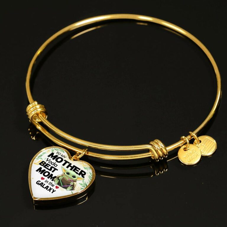 Baby Yoda To My Mother Yoda Best Mom In The Galaxy Happy Mother's Day Heart Pendant Necklace - Bangle