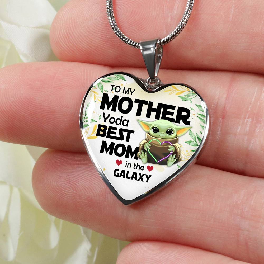 Baby Yoda To My Mother Yoda Best Mom In The Galaxy Happy Mother's Day Heart Pendant Necklace - Bangle Baby Yoda To My Mother Yoda Best Mom In The Galaxy Happy Mother's Day Heart Pendant Necklace - Bangle