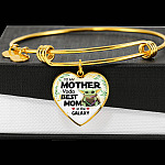 Baby Yoda To My Mother Yoda Best Mom In The Galaxy Happy Mother's Day Heart Pendant Necklace - Bangle