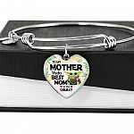 Baby Yoda To My Mother Yoda Best Mom In The Galaxy Happy Mother's Day Heart Pendant Necklace - Bangle