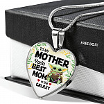 Baby Yoda To My Mother Yoda Best Mom In The Galaxy Happy Mother's Day Heart Pendant Necklace - Bangle