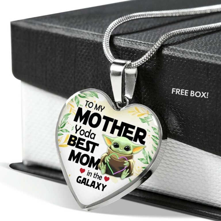 Baby Yoda To My Mother Yoda Best Mom In The Galaxy Happy Mother's Day Heart Pendant Necklace - Bangle