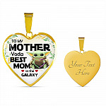 Baby Yoda To My Mother Yoda Best Mom In The Galaxy Happy Mother's Day Heart Pendant Necklace - Bangle