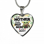 Baby Yoda To My Mother Yoda Best Mom In The Galaxy Happy Mother's Day Heart Pendant Necklace - Bangle