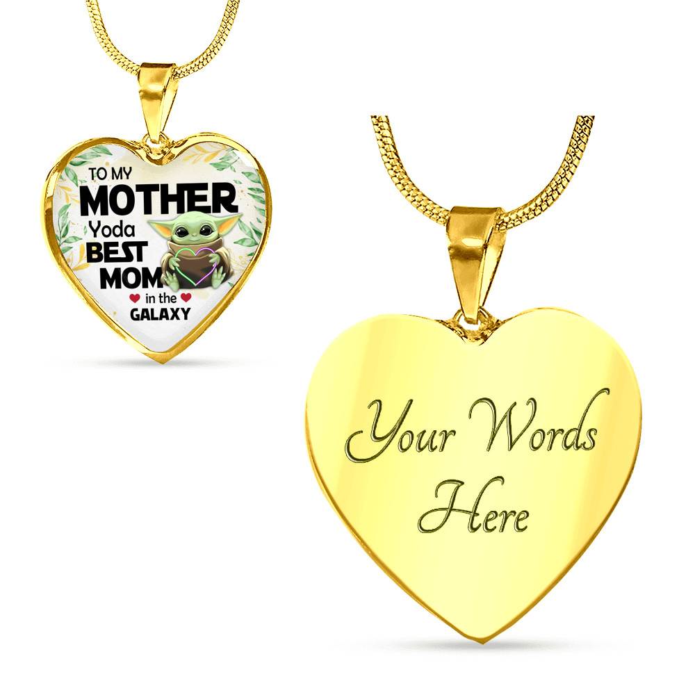 Baby Yoda To My Mother Yoda Best Mom In The Galaxy Happy Mother's Day Heart Pendant Necklace - Bangle Baby Yoda To My Mother Yoda Best Mom In The Galaxy Happy Mother's Day Heart Pendant Necklace - Bangle
